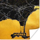 Poster Stadskaart – Frankrijk – Kaart – Hyères – Plattegrond - 50x50 cm