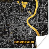 Poster Frankrijk – Bordeaux – Stadskaart – Plattegrond – Kaart - 100x100 cm XXL