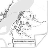 Affiche Plan de ville - Saint-Laurent-du-Maroni - Plan - Carte - France - Zwart et blanc - 30x30 cm