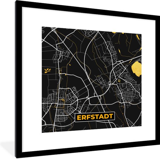 Fotolijst Incl Poster Black And Gold Stadskaart Erfstadt Duitsland Bol Com