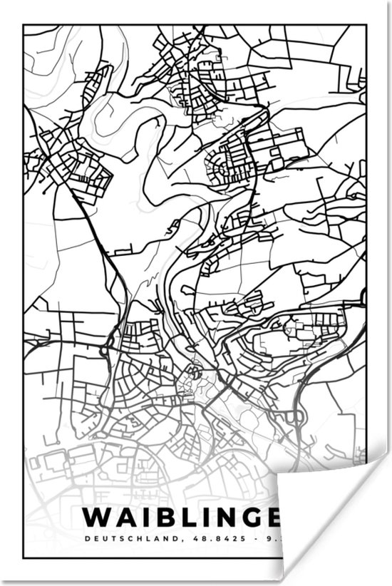 Waiblingen Map Poster Plattegrond - Stadskaart - Waiblingen - Kaart - 120x180 cm XXL | bol