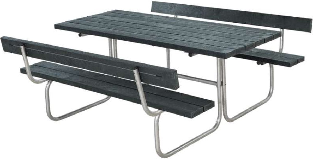 Picknickset gerecycled kunststof - Classic 2 rugleuningen grijs 177 x 177 x 75 cm