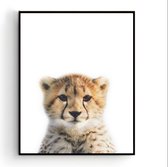 Postercity - Design Canvas Poster Baby Cheeta / Kinderkamer / Dieren Poster / Babykamer - Kinderposter / Babyshower Cadeau / Muurdecoratie / 50 x 40cm