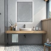 Sunlight - Miroir de salle de bain - Rectangle - 80x60 cm - Zwart - Miroir chauffant - Siècle des Lumières LED - Dimmable - Capteur tactile - Industriel