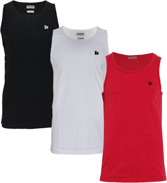 3-Pack Donnay Muscle shirt - Tanktop - Heren - Navy/White/Berry Red - maat L