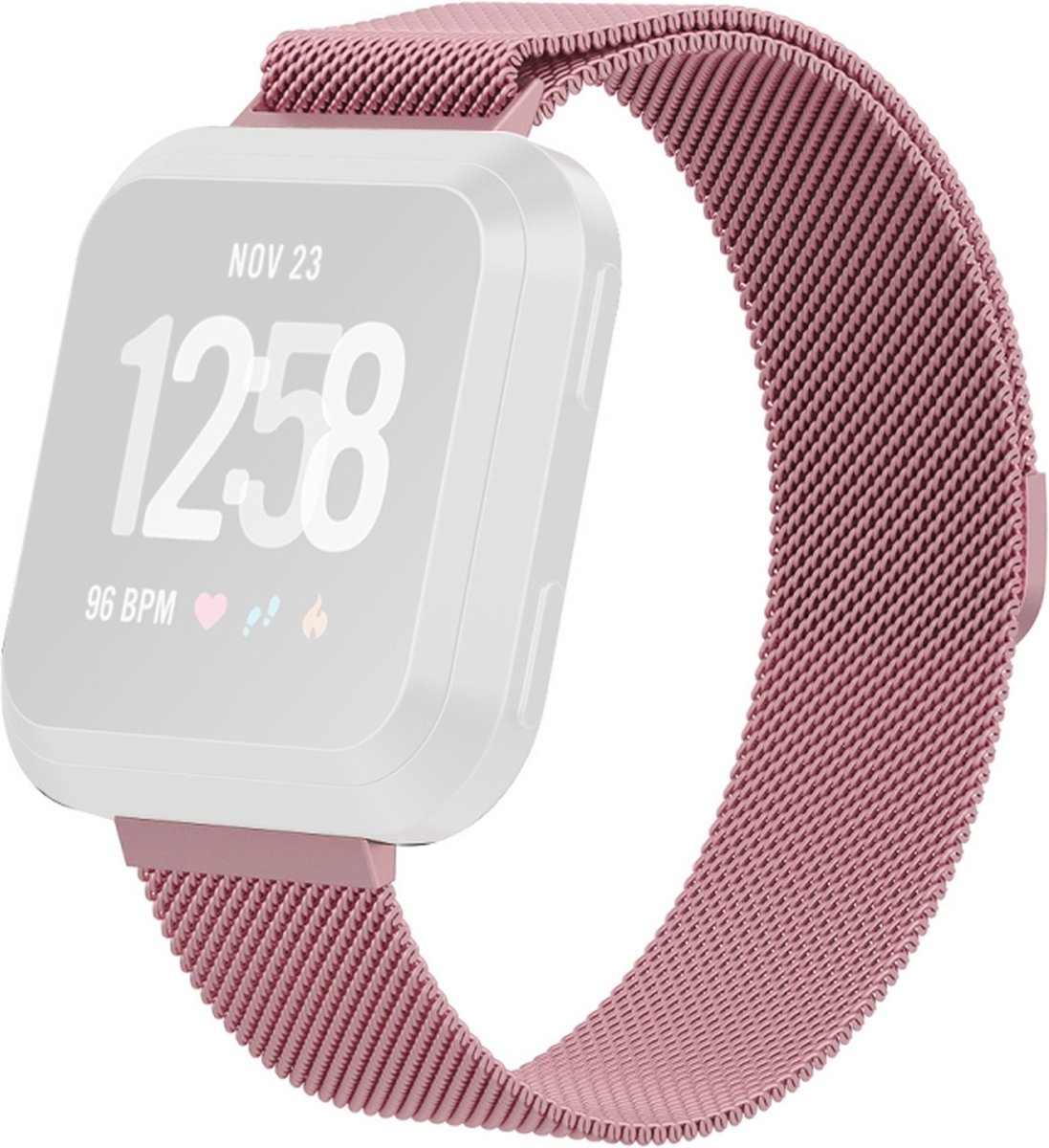 Milanees bandje - geschikt voor Fitbit Versa / Versa 2 - maat M/L - rosekleurig
