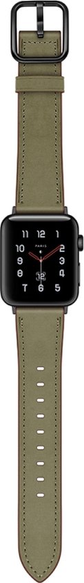 Leren bandje - geschikt voor Apple Watch series 1/2/3/4/5/6/7/8/9/SE/SE 2/Ultra/Ultra 2 met case size 42 mm / 44 mm / 45 mm / 49 mm - groen