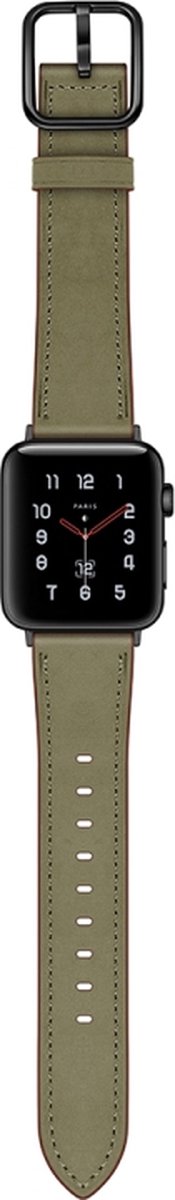 Leren bandje - geschikt voor Apple Watch series 1/2/3/4/5/6/7/8/9/10/11/ SE (1,2,3) / Ultra (1,2,3) met maat 44 mm / 45 mm / 46 mm / 49 mm - groen