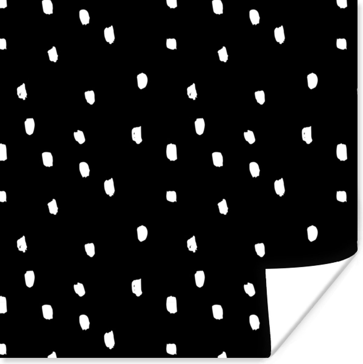 Poster Zwart - Wit - Design - Stippen - 75x75 cm