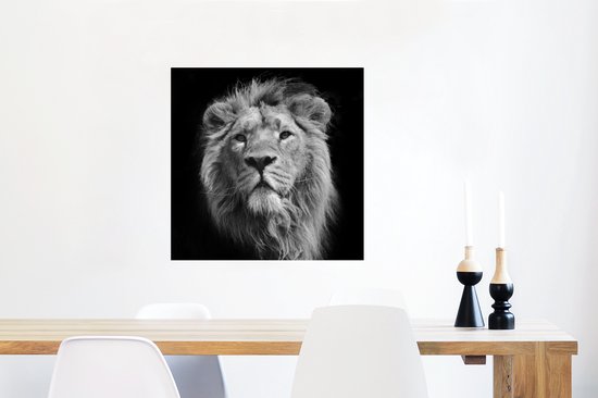 Affiche Lion - Animal - Zwart - Wit - 50x50 cm