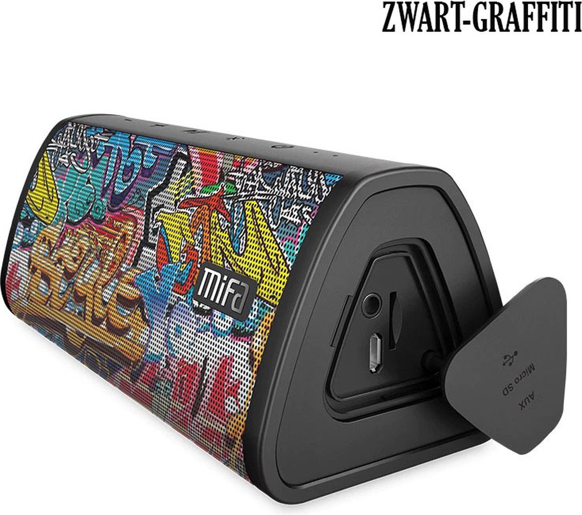 Speakers - Draadloze Speakersmet Bluetooth - Party Speaker Bluetooth - draadloze box - draadloze speakers usb - Waterdichte - Luidspreker voor Binnen en Buiten Gebruik - Geluidssysteem 10W Stereo - Muziek Surround - Rood Graffiti/Zwar/Zwart Graffiti