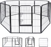 Katten- en Hondenren - 210 x 80 CM - Opvouwbaar - Opzetten in Verschillende Vormen - Binnen- en Buitengebruik - Katten- en Hondenkennel - Metaal - Zwart