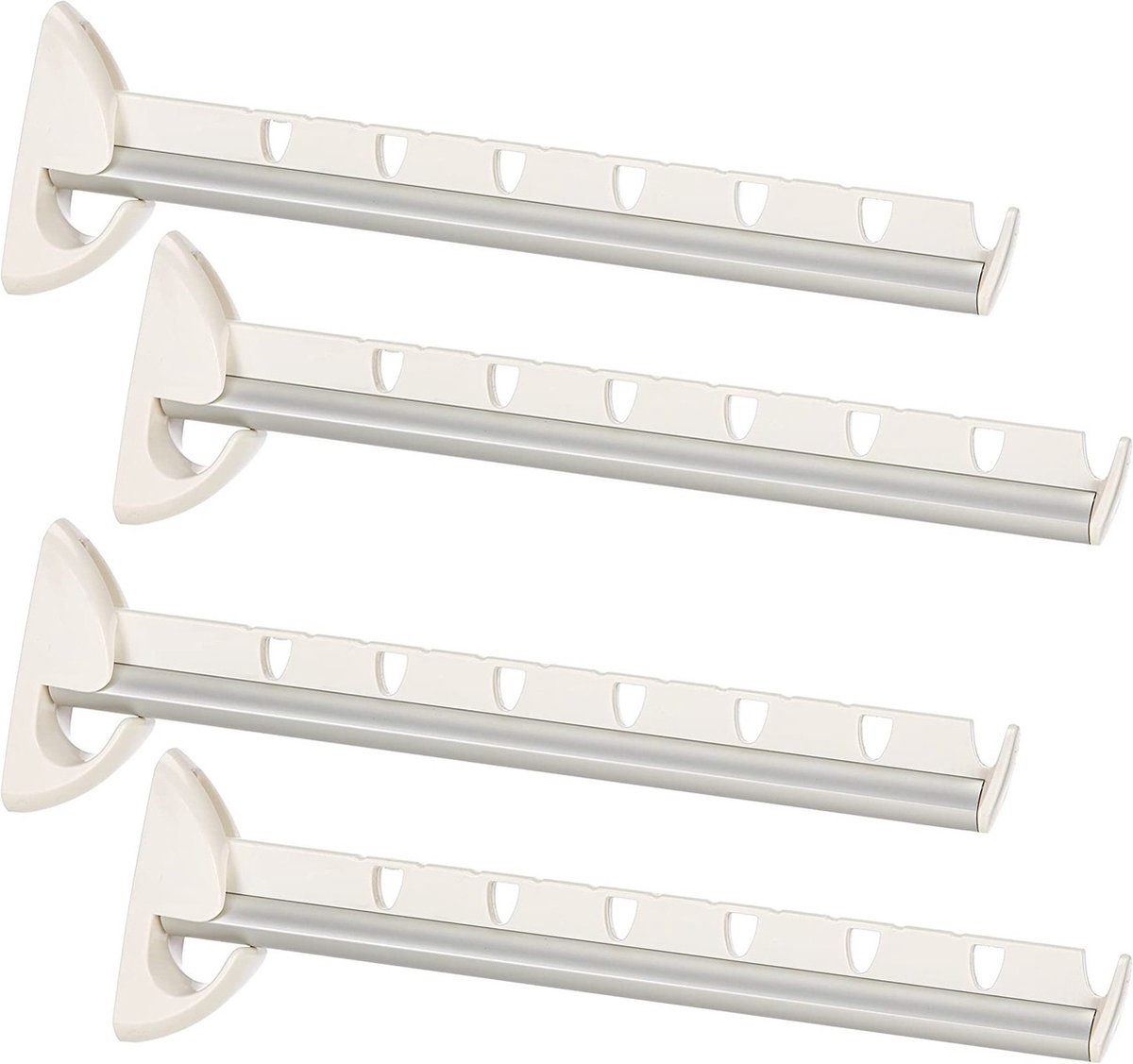 Leifheit Kledinghaak - Set van 4x stuks - inklapbaar - kunststof - wit - 31 cm