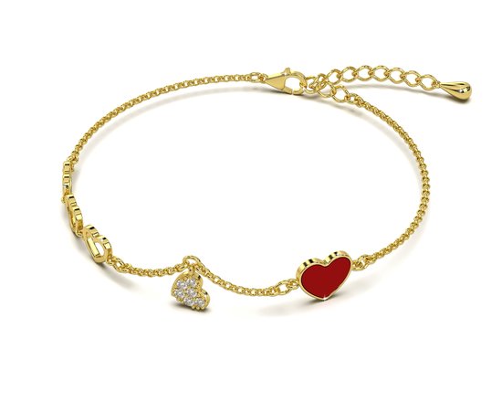 Malinsi Bracelet Femme 5 Hartjes - Doré - Bracelet 17+4cm - Cadeau Amour pour elle - Bijoux Bracelets - Cadeau Fête des Mères - Femme - Bracelets d'amitié