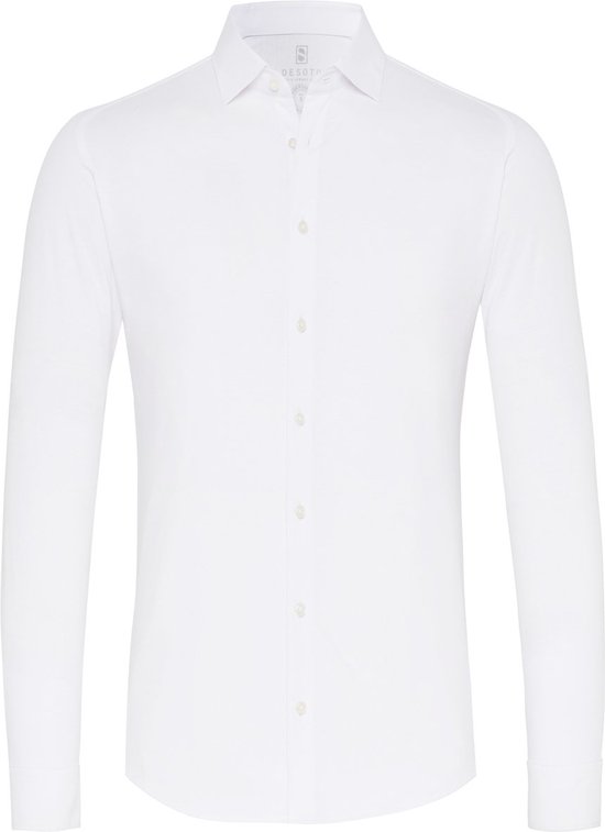 Desoto - Overhemd Strijkvrij Jersey Wit - Heren - Maat S - Slim-fit