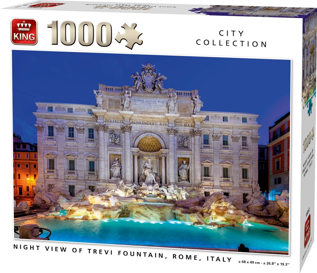 King Legpuzzel Night View Of Trevi Fountain Rome 1000 Stukjes