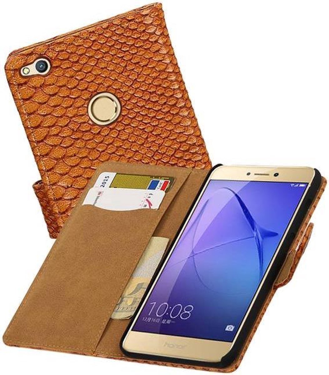 Slang Bookstyle Hoes - Geschikt voor Huawei P8 Lite 2017 Bruin