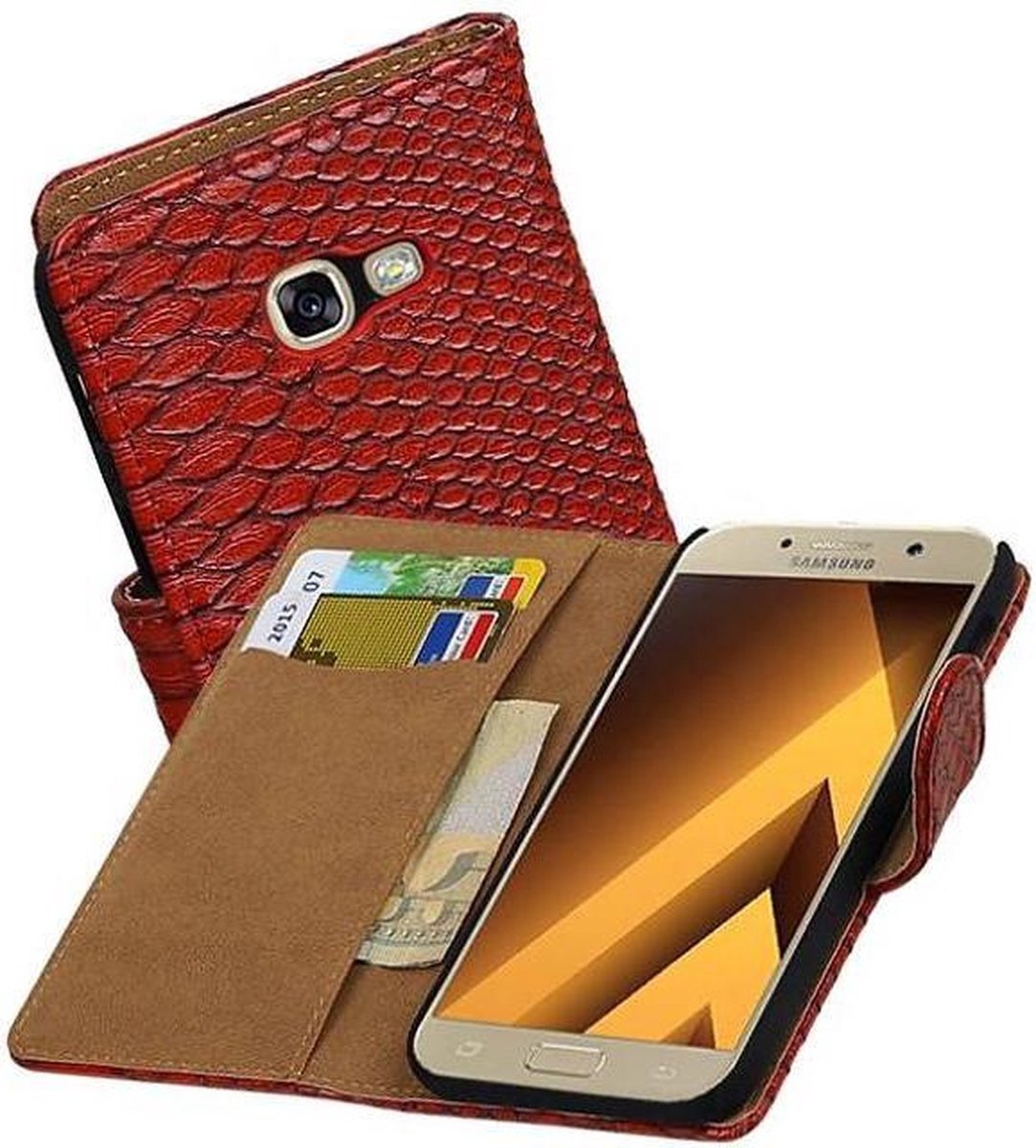 Slang Bookstyle Hoes - Geschikt voor Samsung Galaxy A3 2017 A320F Rood
