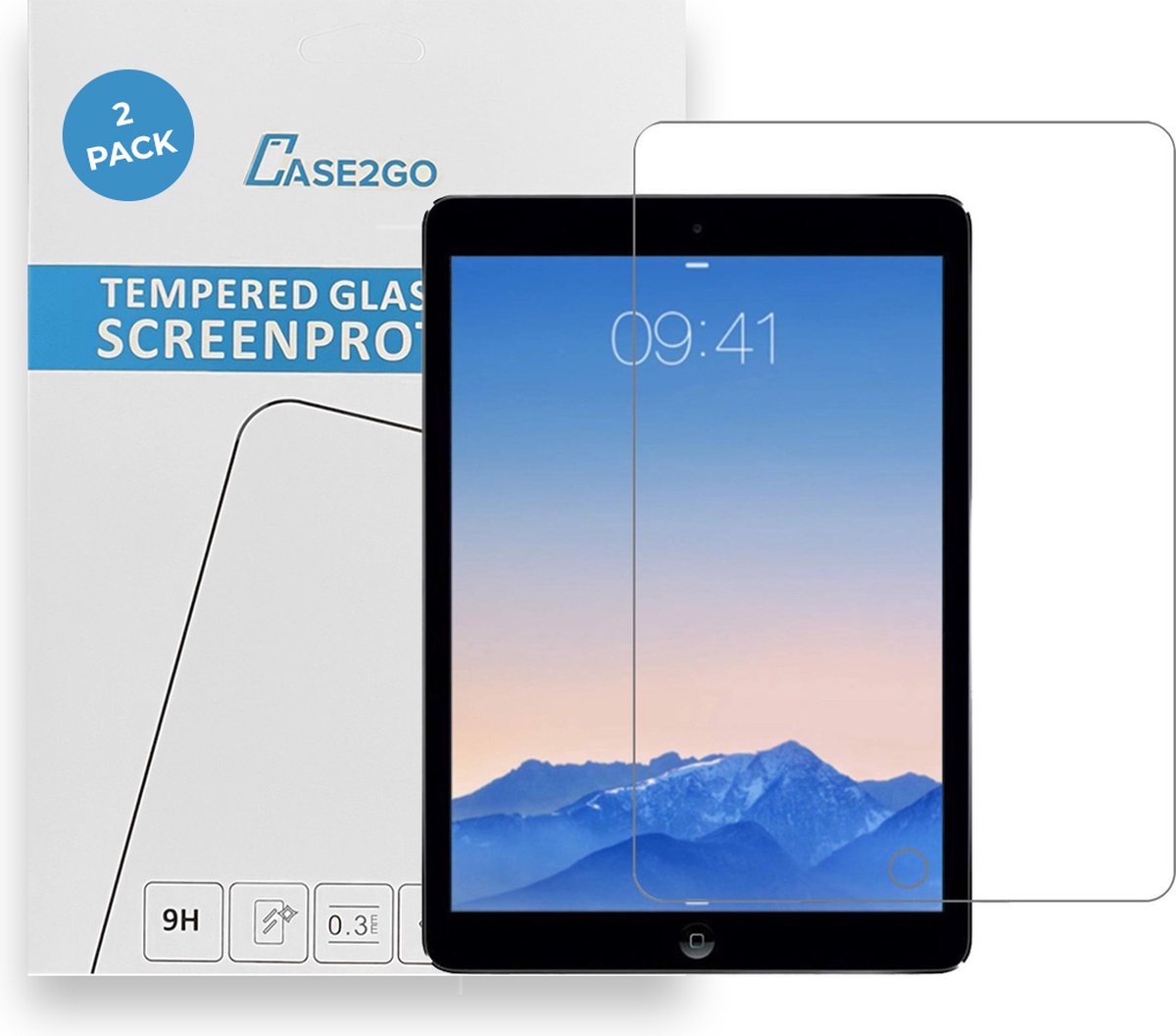 Tablet screenprotector geschikt voor Apple iPad 9.7 - Case-friendly screenprotector - 2 stuks - Tempered Glass - Transparant