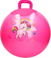 Roze skippybal met eenhoorn 46 cm - Buitenspeelgoed skippyballen/springballen voor jongens/meisjes/kinderen