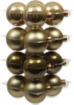 Othmara Kerstballen - 16 stuks - glas - lime goud/groen - 8 cm