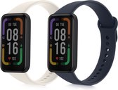 kwmobile 2x horlogebandjes geschikt voor Xiaomi Redmi Smart Band Pro bandje - Smartwatch bandjes van TPU - Activity tracker horloge band in donkerblauw / beige