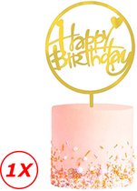 Cake Topper Happy Birthday Versiering Taarttopper Decoratie Goud Verjaardag Versiering – 1 Stuk
