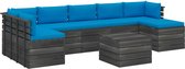 Medina 8-delige Loungeset met kussens pallet massief grenenhout