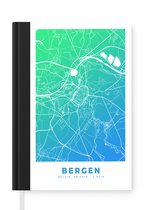 Notitieboek - Schrijfboek - Stadskaart - Bergen - Blauw - België - Notitieboekje klein - A5 formaat - Schrijfblok - Plattegrond