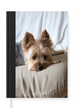 Notitieboek - Schrijfboek - Yorkshire Terrier ligt op de bank te slapen - Notitieboekje klein - A5 formaat - Schrijfblok