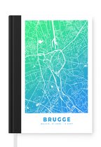 Notitieboek - Schrijfboek - Stadskaart - Brugge - België - Blauw - Notitieboekje klein - A5 formaat - Schrijfblok - Plattegrond