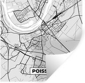 Muurstickers - Sticker Folie - Stadskaart – Frankrijk – Kaart – Poissy – Plattegrond - 50x50 cm - Plakfolie - Muurstickers Kinderkamer - Zelfklevend Behang - Zelfklevend behangpapier - Stickerfolie