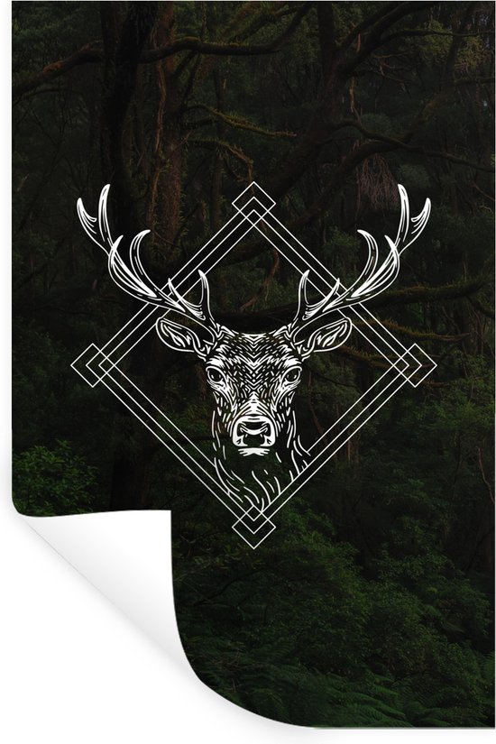 Stickers muraux - Cerf - Bois - Animal - Forêt - 20x30 cm - Film adhésif