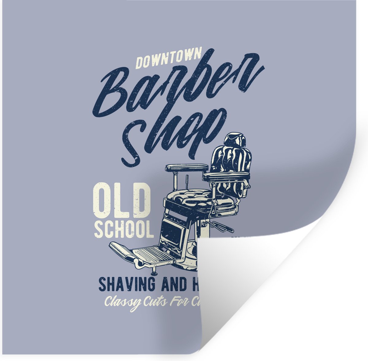 Muurstickers - Sticker Folie - Mancave - Kapper - Barber - Vintage - 100x100 cm - Plakfoli
