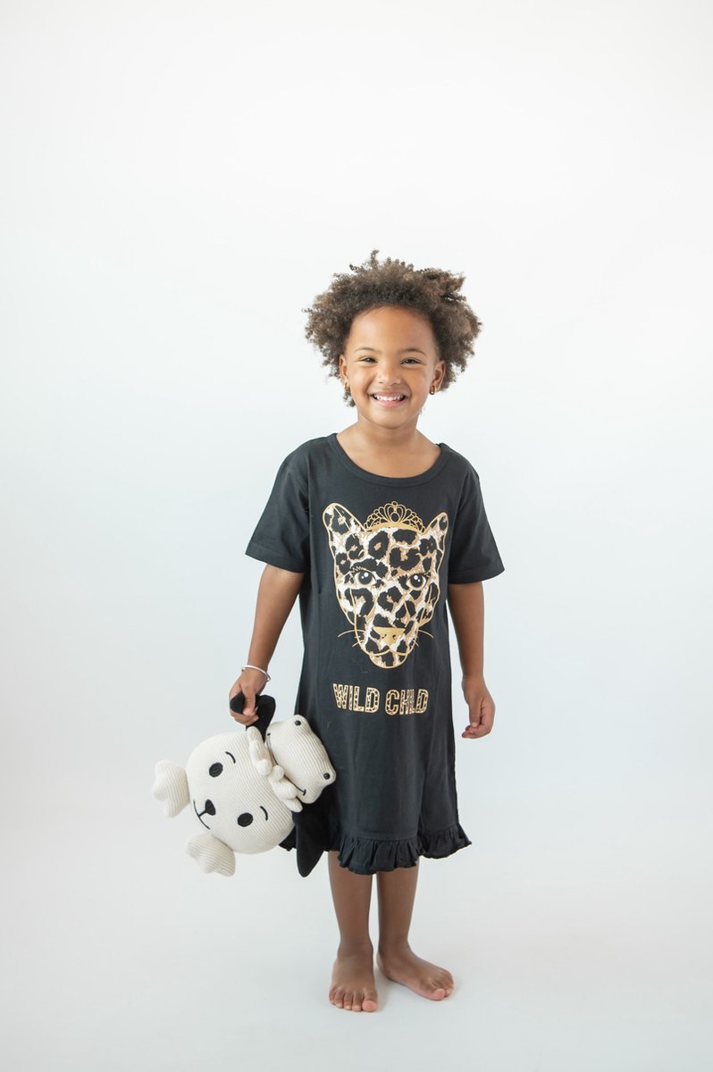 Fun2Wear - Wild Child Bigshirt | Zwart - Katoen - Maat 98