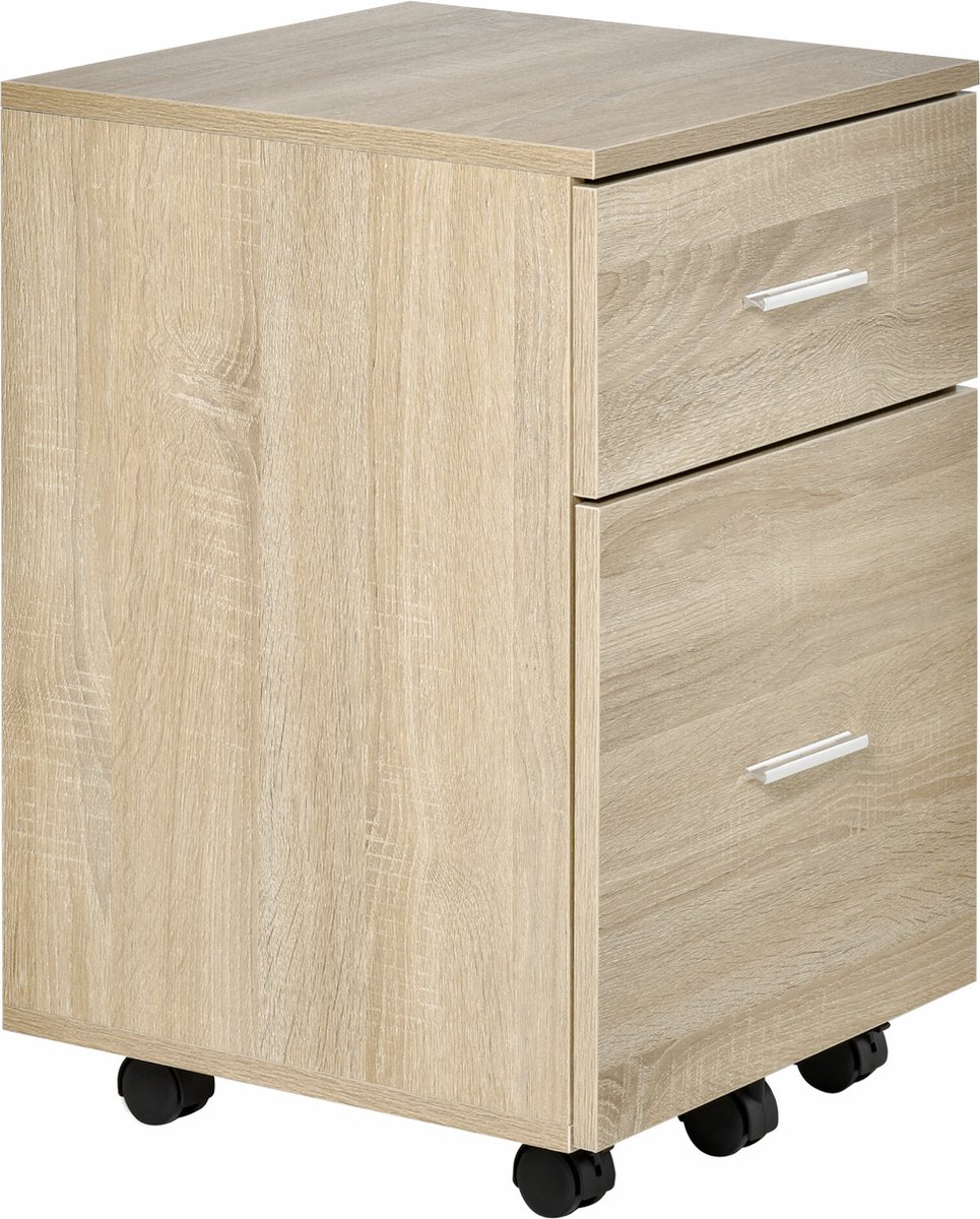 Vinsetto mobiele archiefkast met 2 lades, afsluitbaar, wielen, A4