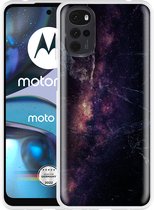Motorola Moto G22 Hoesje Black Space Marble - Designed by Cazy