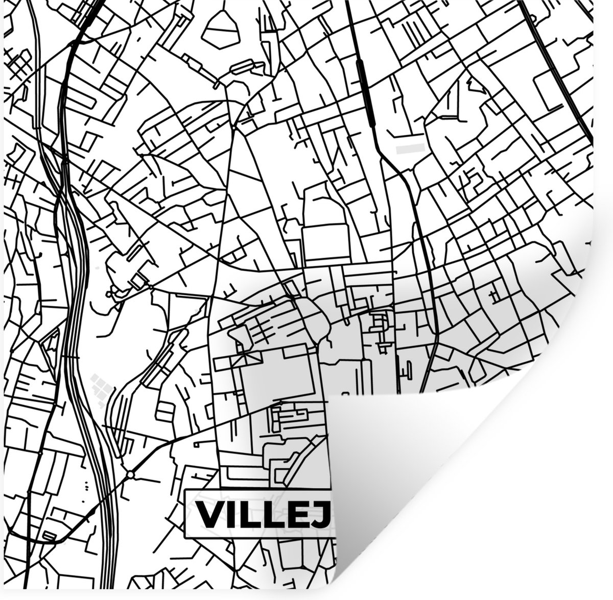 Muurstickers - Sticker Folie - Stadskaart - Villejuif - Plattegrond - Kaart - Frankrijk - 