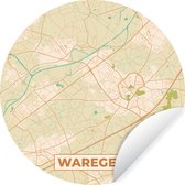 Behangcirkel - Plattegrond - Vintage - Kaart - Stadskaart - Waregem - ⌀ 140 cm - Muurcirkel - Zelfklevend - Ronde Behangsticker