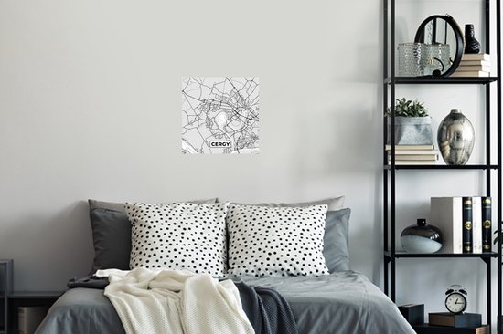 Muurstickers - Sticker Folie - Plattegrond - Kaart - Stadskaart - Frankrijk - Cergy - 30x30 cm - Plakfolie - Muurstickers Kinderkamer - Zelfklevend Behang - Zelfklevend behangpapier - Stickerfolie