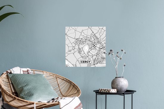 Muurstickers - Sticker Folie - Plattegrond - Kaart - Stadskaart - Frankrijk - Cergy - 30x30 cm - Plakfolie - Muurstickers Kinderkamer - Zelfklevend Behang - Zelfklevend behangpapier - Stickerfolie