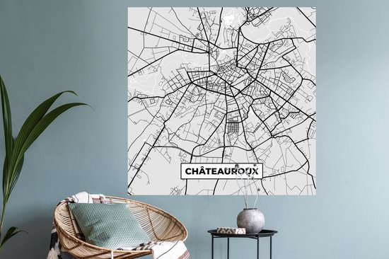 Stickers muraux - Plan - Châteauroux - Plan de ville - Plan - France - 120x120 cm - Feuille adhésive XXL