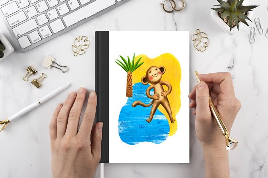 Carnet - Cahier d'écriture - Singe - Palmier - Plage - Carnet - Format A5 - Bloc-notes