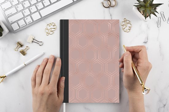 Carnet - Carnet d'écriture - Luxe - Motif - Or rose - Carnet - Format A5 - Bloc-notes