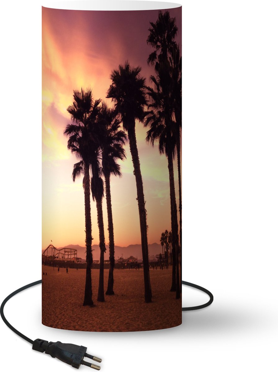 Lamp - Nachtlampje - Tafellamp slaapkamer - Santa Monica Beach zonsondergang - 54 cm hoog - Ø22.9 cm - Inclusief LED lamp