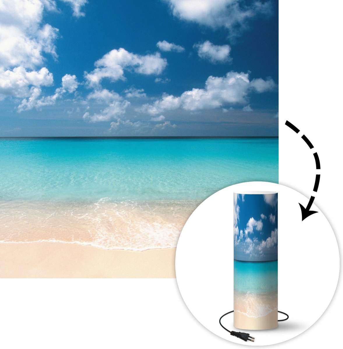 Lamp - Nachtlampje - Tafellamp slaapkamer - Zomer - Strand - Curaçao - 50 cm hoog - Ø15.9 cm - Inclusief LED lamp