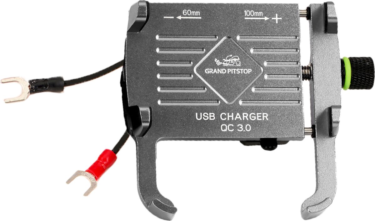 GrandPitstop motor telefoonhouder / navigatiehouder met USB oplader 3.0 model Claw met Jaw zilver