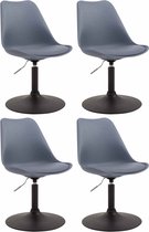 CLP Maverick Set van 4 Eetkamerstoelen - Kunststof grijs zwart