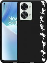 OnePlus Nord 2T Hoesje Zwart Horses in Motion - Wit - Designed by Cazy