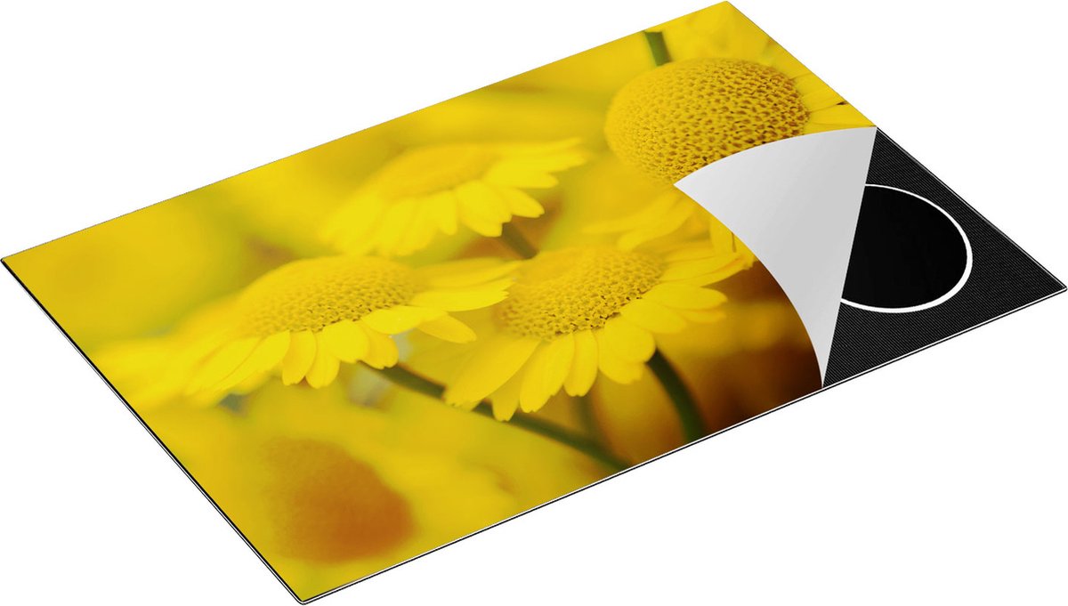 Chefcare Inductie Beschermer Gele Kamille Bloemen - 81,2x52 cm - Afdekplaat Inductie - Kookplaat Beschermer - Inductie Mat